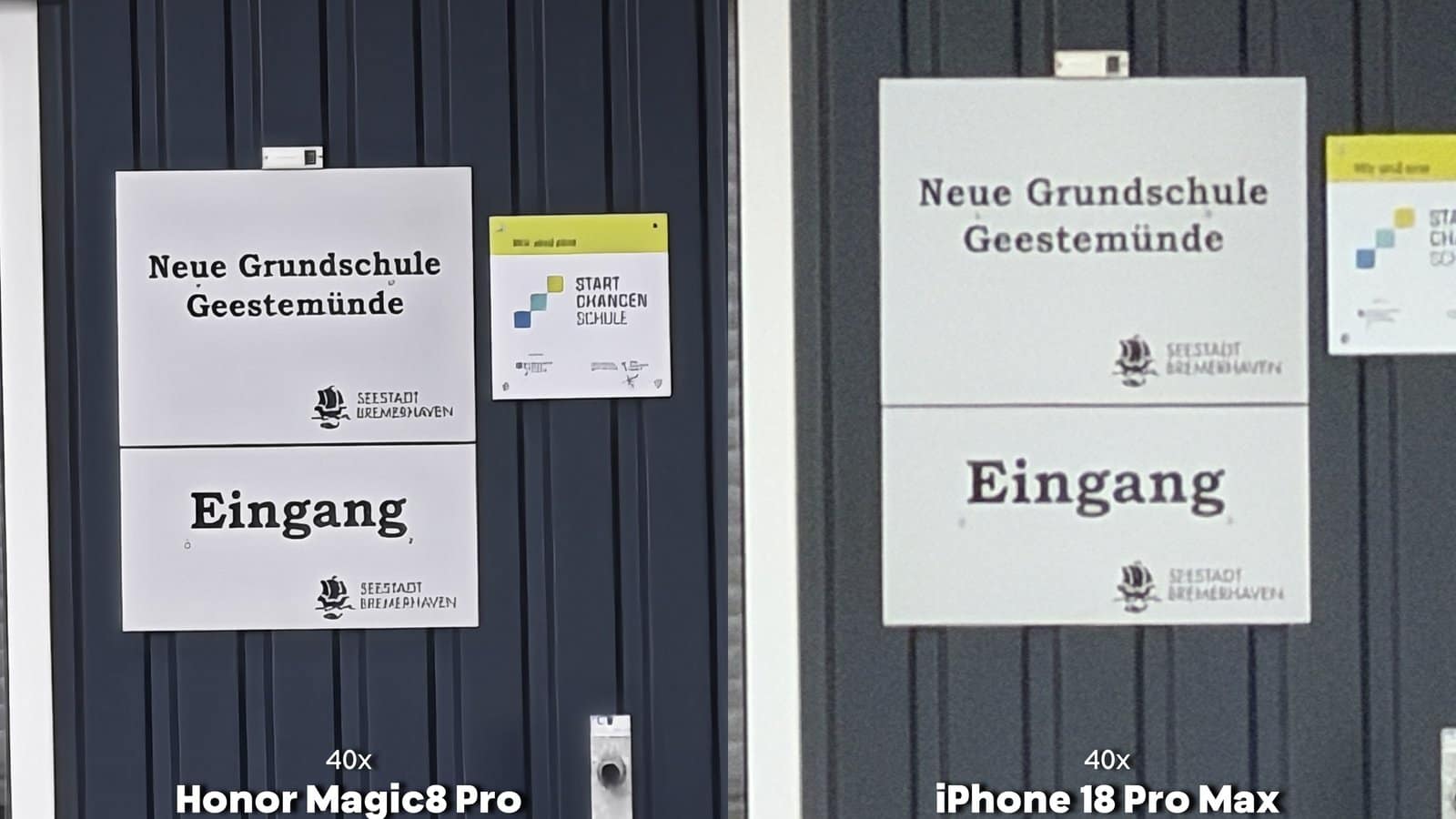 iPhone 18 Pro Max vs Honor Magic8 Pro 40x zoom comparison