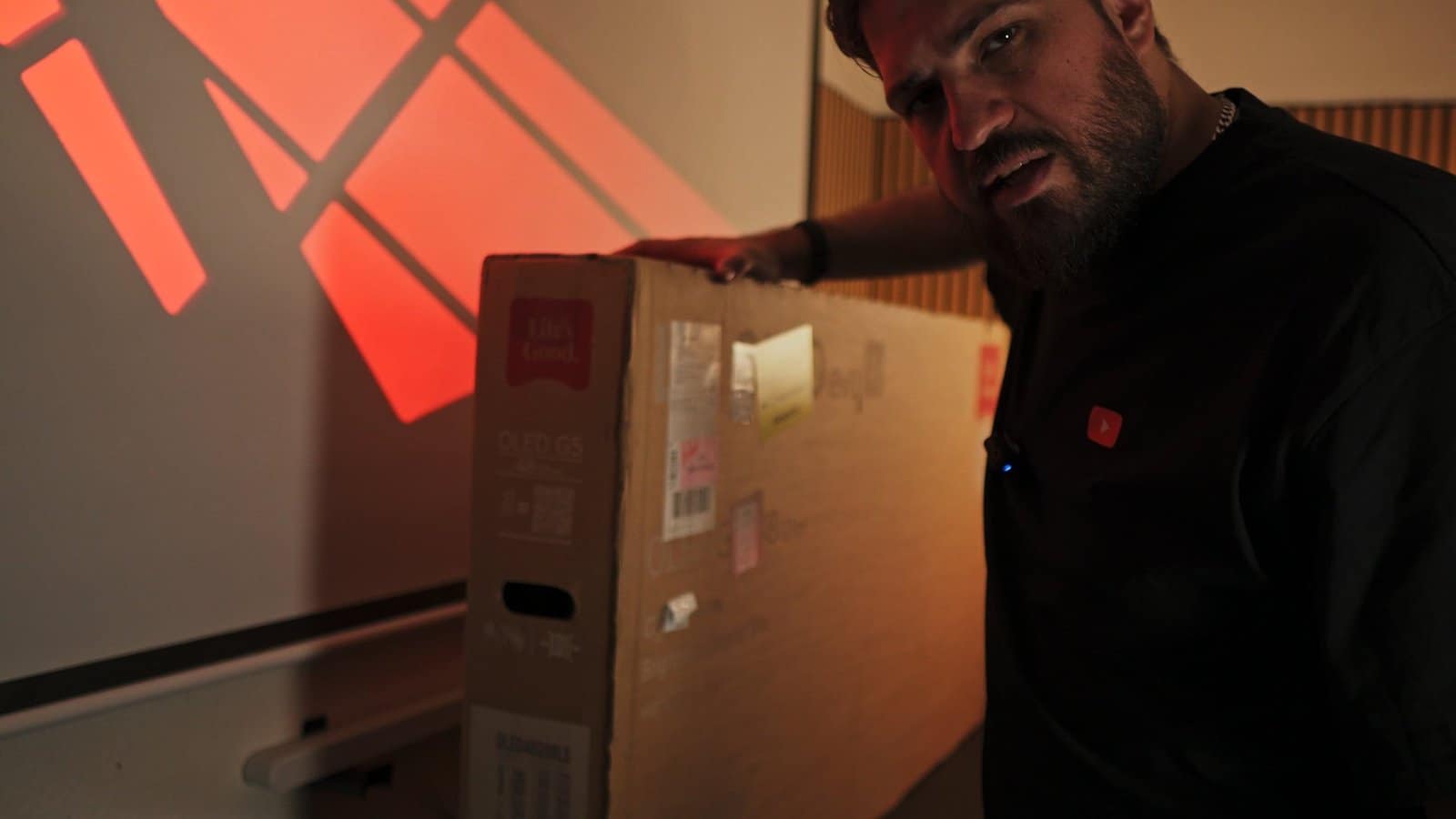 Unboxing the LG OLED G5 48-inch TV, still sealed in its retail box